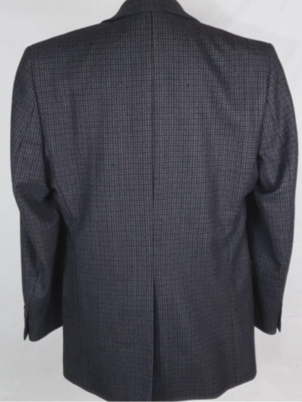 Chaps Mens 48 R 100% Lamb’s Wool Houndstooth Sport Coat Blazer black Blue